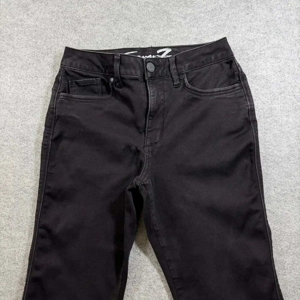 Seven7 Skinny Crop Jeans Womens 10 Black High Rise Stretch Faded Denim